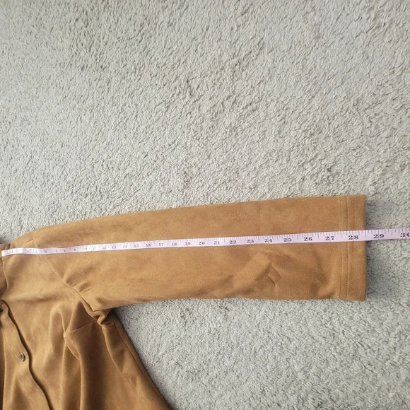 Denim & Co Jacket Womens 2X Faux Suede Button Front Brown Stretch - Picture 6 of 9